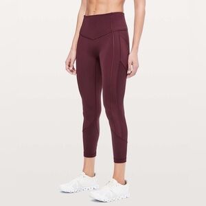 LULULEMON All The Right Places Crop Black and Bordeaux Drama Sz 4.